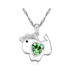 Green Swarovski Crystal Element Horse Necklace Animal Pendant for her